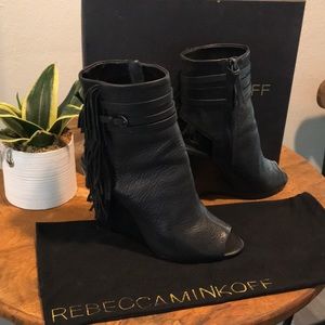Rebecca Minkoff “Stevie” leather fringe calf 8 M